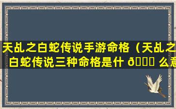 天乩之白蛇传说手游命格（天乩之白蛇传说三种命格是什 🕊 么意思）